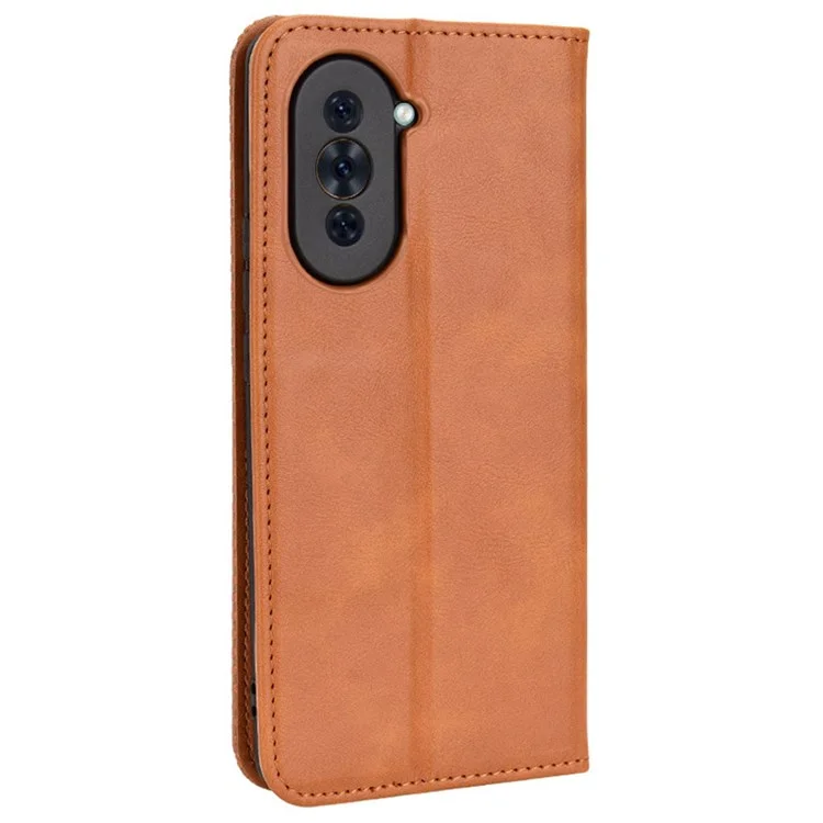 Retro PU Leather Anti-dust Wallet Case for Huawei nova 10 Pro 4G, Magnetic Stand Function Flip Auto Closing Phone Cover - Brown