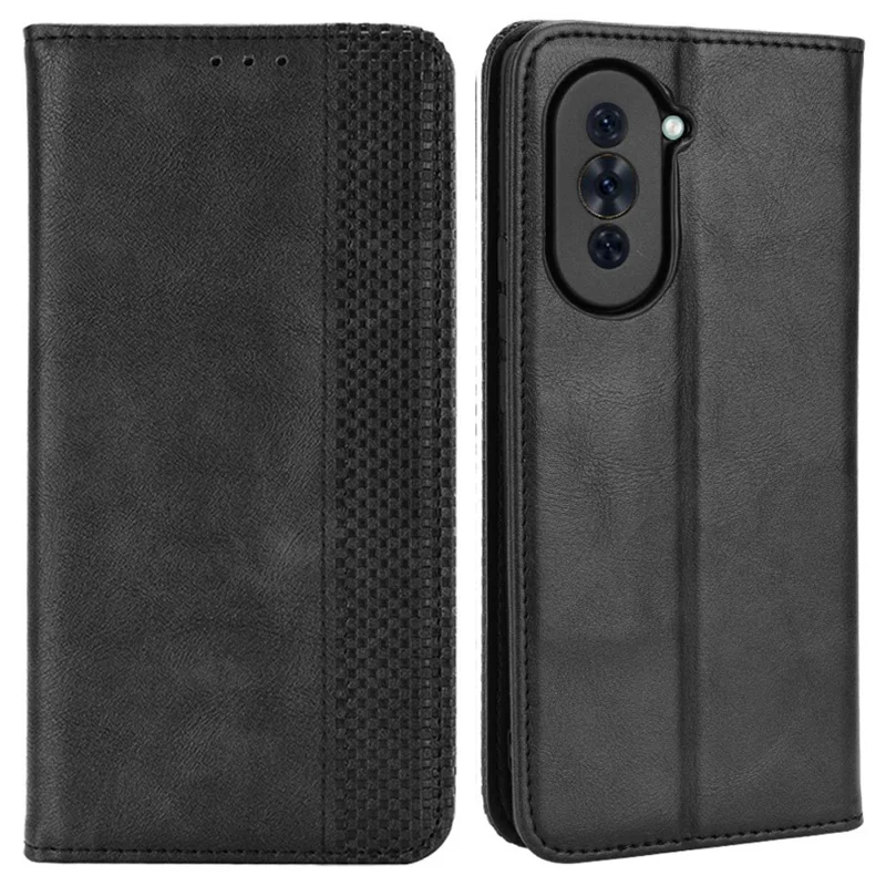 Étui de Portefeuille Anti-cuir en Cuir Rétro PU Pour Huawei Nova 10 Pro 4G, Fonction du Support Magnétique Flip Auto Close Téléphone Couverture - le Noir