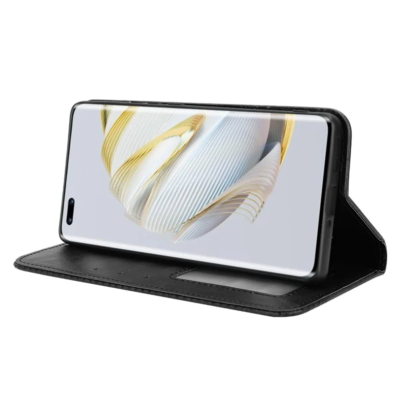 Étui de Portefeuille Anti-cuir en Cuir Rétro PU Pour Huawei Nova 10 Pro 4G, Fonction du Support Magnétique Flip Auto Close Téléphone Couverture - le Noir