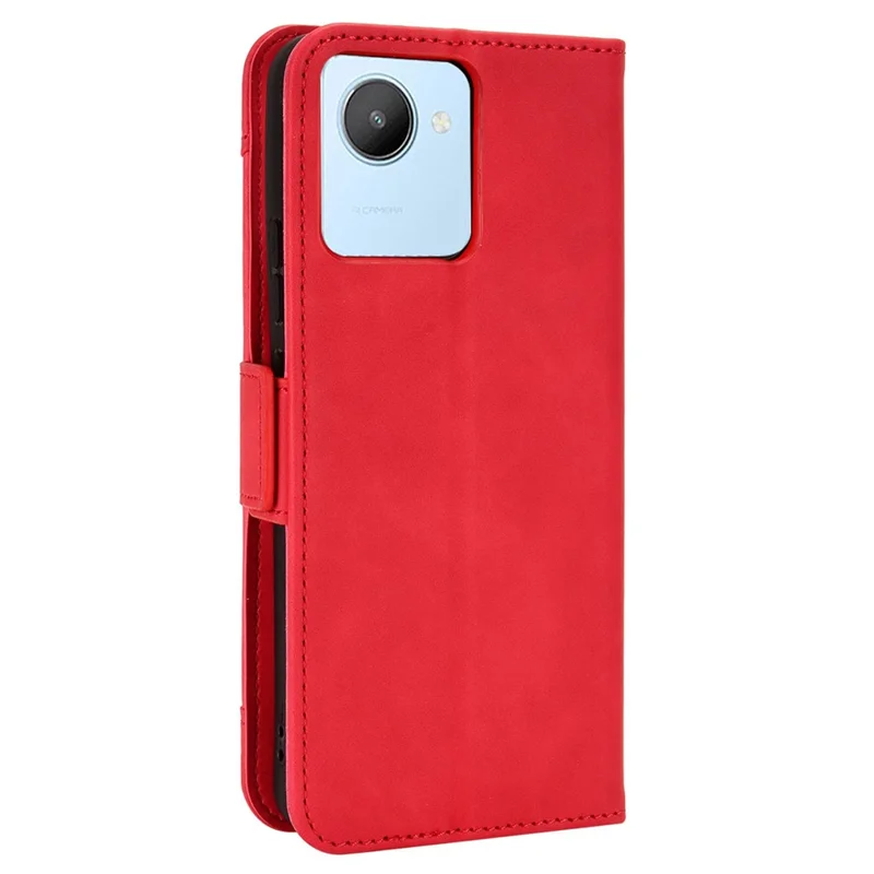 Mehrere Kartenschlitze Mobiltelefonhülle Für Realme C30 4G, PU Leder Folio Brieftasche Und Stand Flip Cover - Rot