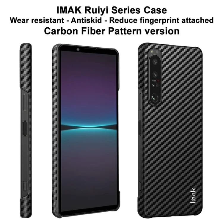 IMAK Ruiyi Series для Sony Xperia 1 IV 5G Чехол из углеродного волокна с антиотпечатками пальцев, жесткий пластиковый чехол