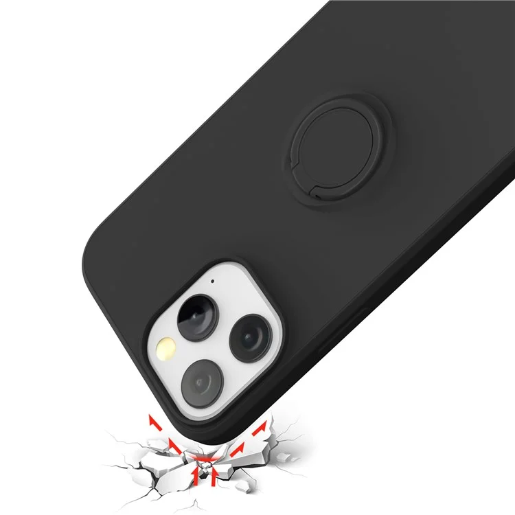 Étui de protection en silicone liquide avec anneau et support pour iPhone 14 Pro Max 6,7 pouces - Vert