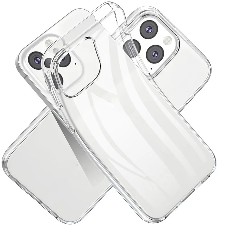 Pour Iphone 14 6,1 Pouces Super Clear TPU TPU Ultra-thin Anti-dust Phone Case Avec Protecteur D'écran en Verre Trempé à Arc à Arc 2.5D 2,5d