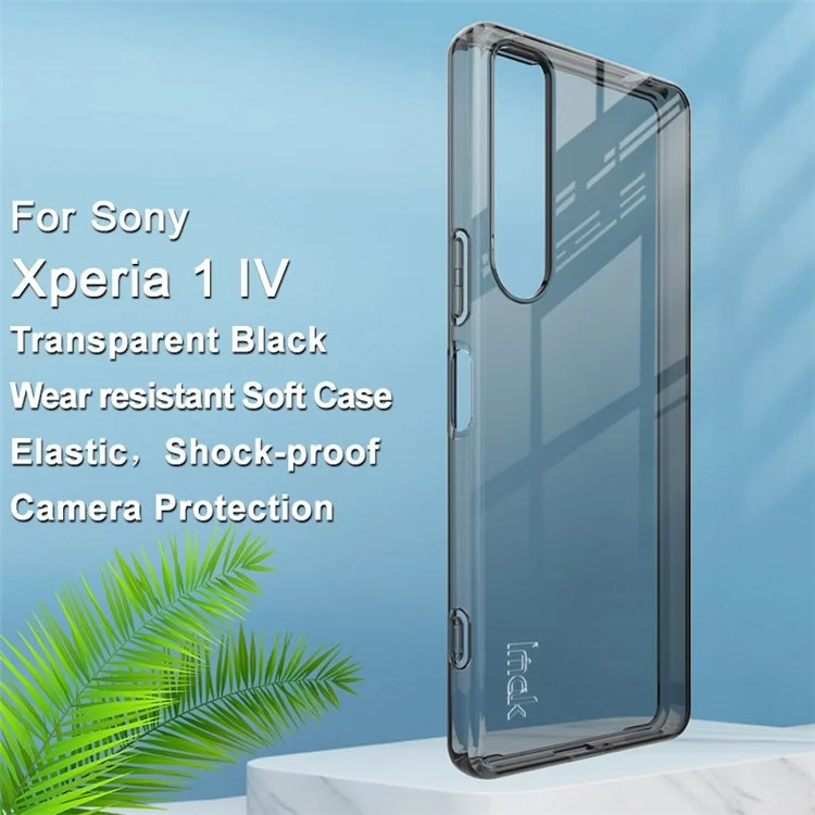 IMAK UX-5 Series для Sony Xperia 1 IV 5G Soft TPU Shock Absorption Protective Phone Case Raised Bezel Design Scratch Resistant Phone Covering Shell - Transparent Black