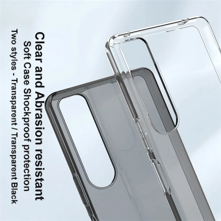 IMAK UX-5 Series для Sony Xperia 1 IV 5G Soft TPU Shock Absorption Protective Phone Case Raised Bezel Design Scratch Resistant Phone Covering Shell - Transparent Black