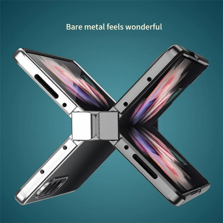 Für Samsung Galaxy Z Fold4 5G Electroplating Folding Phone Case Side Hinge Protection Transparent PC Cover - Schwarz