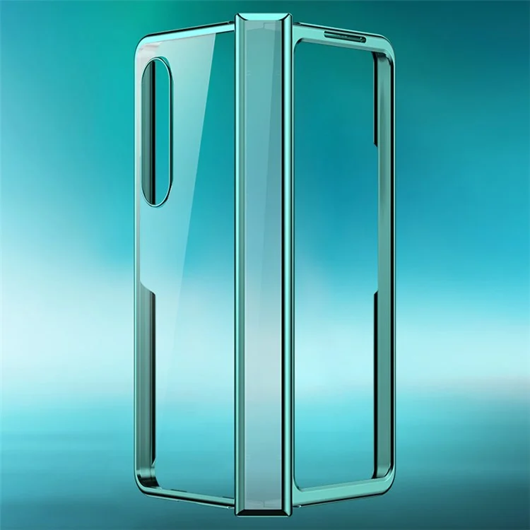 Für Samsung Galaxy Z Fold4 5G Electroplating Folding Phone Case Side Hinge Protection Transparent PC Cover - Schwarz