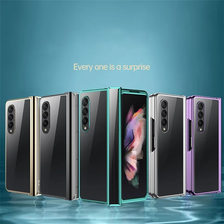 Für Samsung Galaxy Z Fold4 5G Electroplating Folding Phone Case Side Hinge Protection Transparent PC Cover - Schwarz