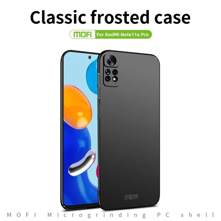 MOFI JK PC ​​series-1 Shield Para Xiaomi Redmi Note 11e Pro Otoño Proof Matte PC Hard Caída Back Camino Protección de la Cámara Cubierta Con Correa - Negro
