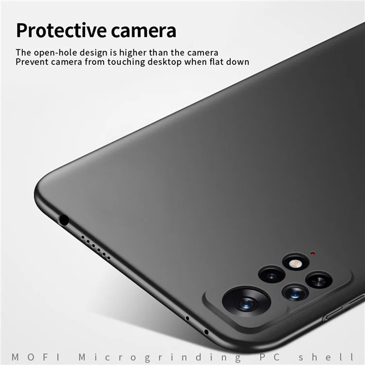 MOFI JK PC ​​series-1 Shield Para Xiaomi Redmi Note 11e Pro Otoño Proof Matte PC Hard Caída Back Camino Protección de la Cámara Cubierta Con Correa - Negro