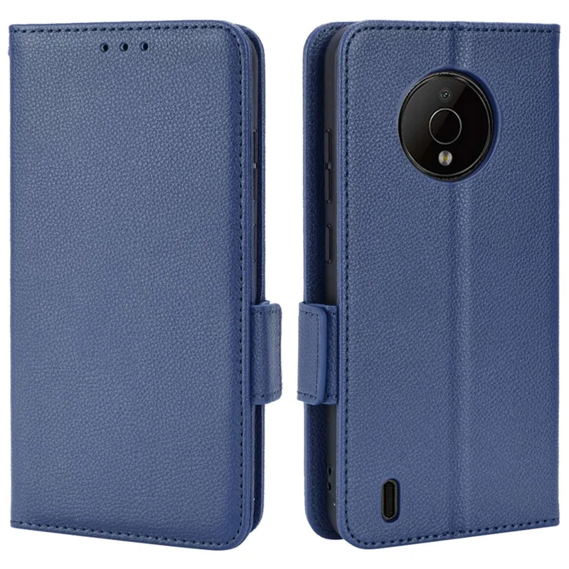 For Nokia C200 4G PU Leather Litchi Texture Phone Guard Case Stand Wallet Magnetic Clasp Cover - Dark Blue