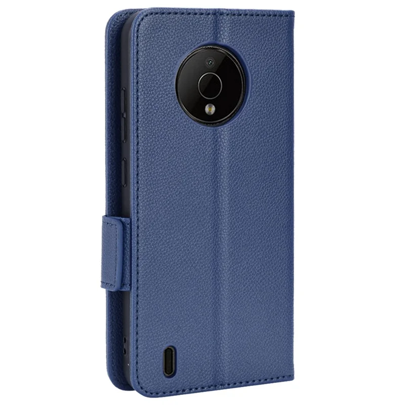 For Nokia C200 4G PU Leather Litchi Texture Phone Guard Case Stand Wallet Magnetic Clasp Cover - Dark Blue