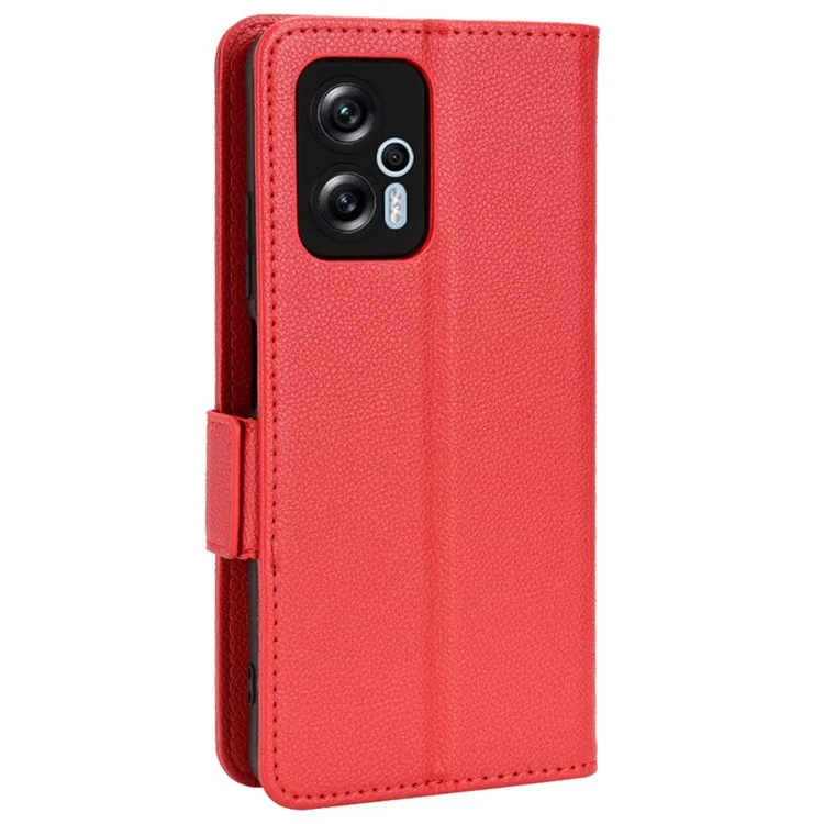 For Xiaomi Redmi Note 11T Pro 5G / Note 11T Pro+ 5G / Note 12T Pro 5G / Poco X4 GT 5G / Redmi K50i 5G Book Style PU Leather Litchi Texture Phone Case Stand Wallet Magnetic Clasp Cover - Red