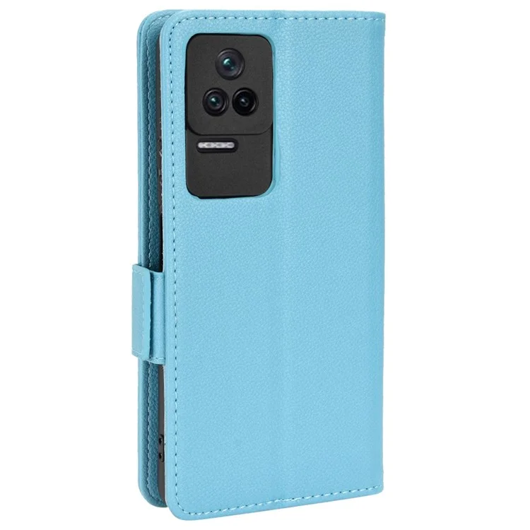 Per Xiaomi Poco F4 5G / Redmi K40S 5G PU Assorbimento in Pelle Shock Assorbimento Litchi Telefon Telef Worth Cover Del Portafoglio Magnetico - Bambina Blu