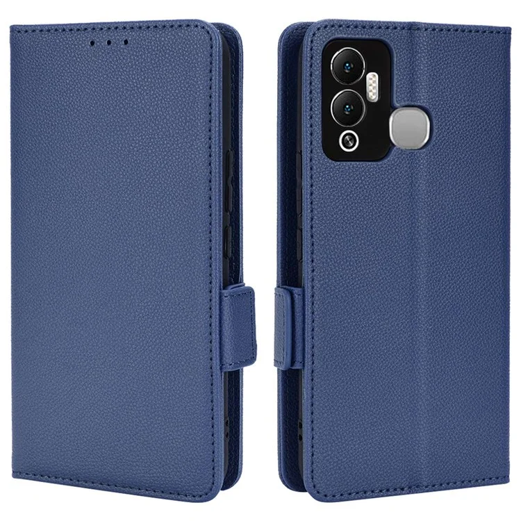 Per Infinix Hot 12 Play 4G (X6816C) / Hot 12 Play NFC 4G Ben Protetto PU in Pelle Litchi Texture Telefon Case Copertina di Chiusura Magnetica - Blu Scuro