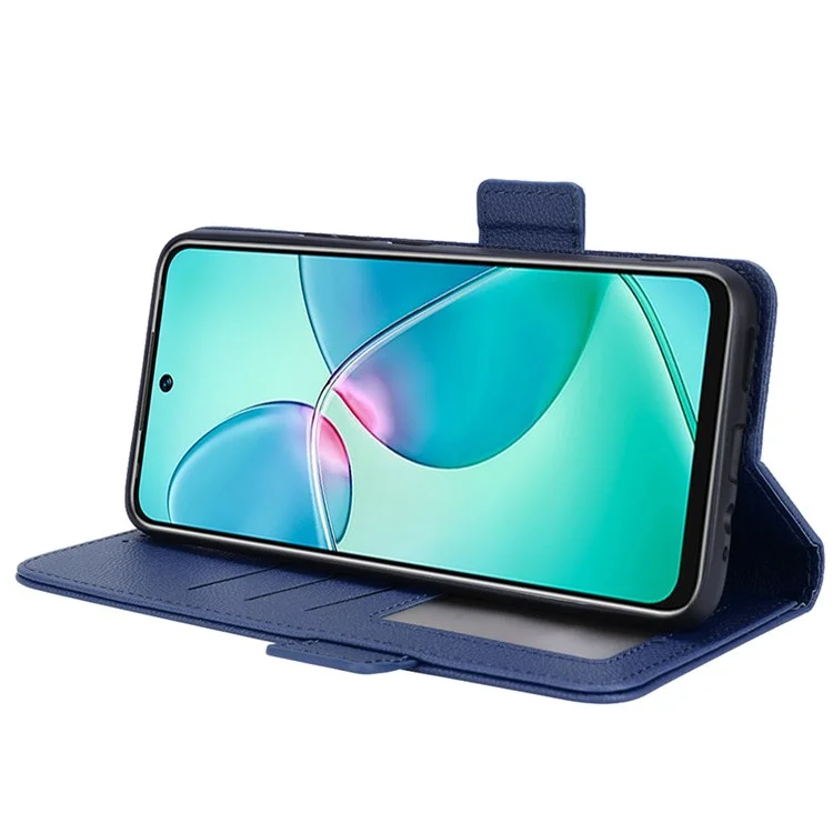 Per Infinix Hot 12 Play 4G (X6816C) / Hot 12 Play NFC 4G Ben Protetto PU in Pelle Litchi Texture Telefon Case Copertina di Chiusura Magnetica - Blu Scuro