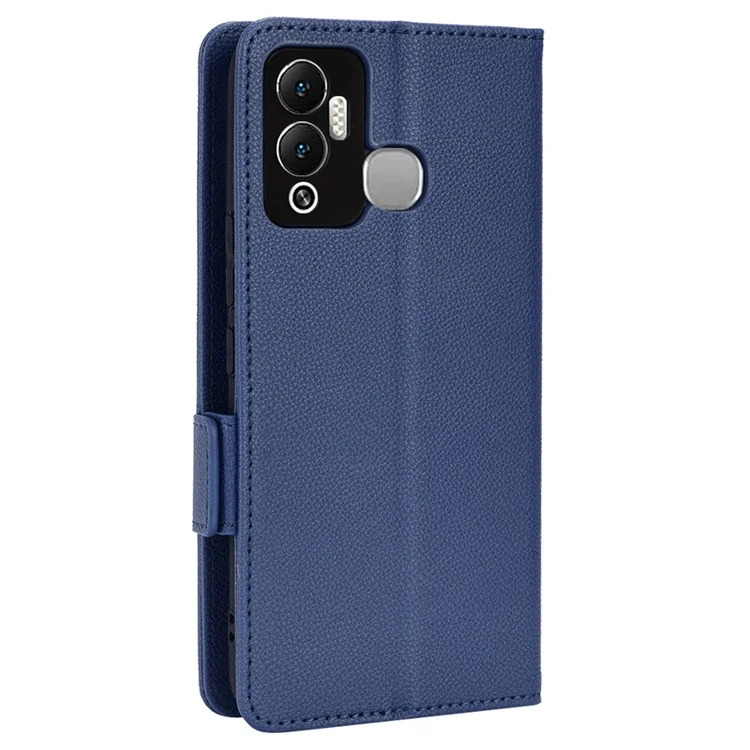Per Infinix Hot 12 Play 4G (X6816C) / Hot 12 Play NFC 4G Ben Protetto PU in Pelle Litchi Texture Telefon Case Copertina di Chiusura Magnetica - Blu Scuro