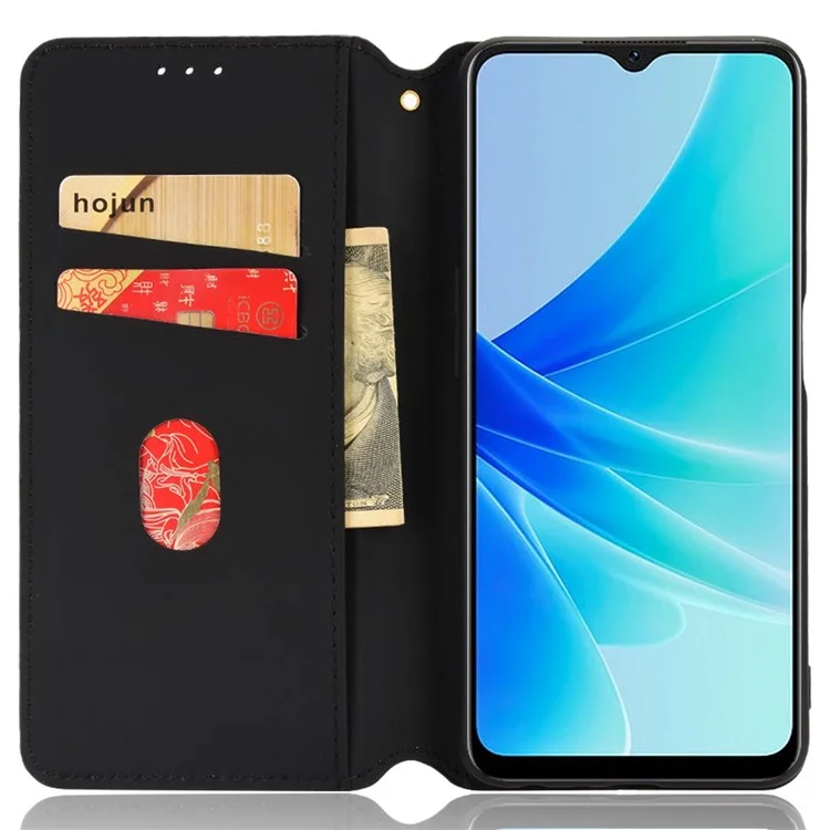 Per Oppo A57 4G / A57s 4G / A57 (2022) 5G / A77 5G Custodia Portafoglio in Pelle PU con Assorbimento Magnetico e Motivo a Rombi - Marrone