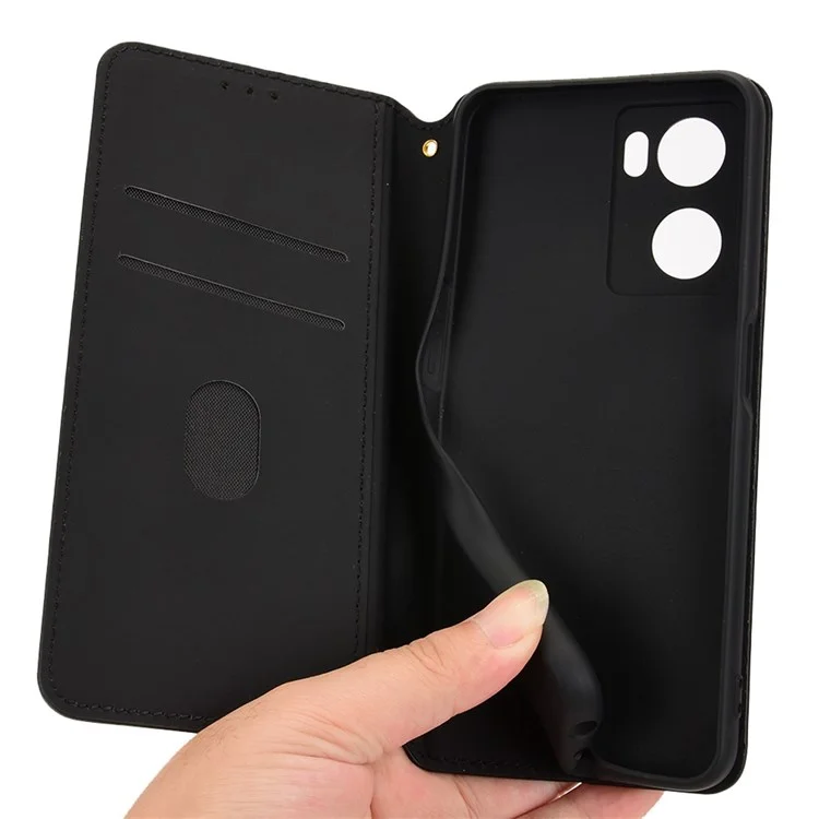 Per Oppo A57 4G / A57s 4G / A57 (2022) 5G / A77 5G Custodia Portafoglio in Pelle PU con Assorbimento Magnetico e Motivo a Rombi - Marrone