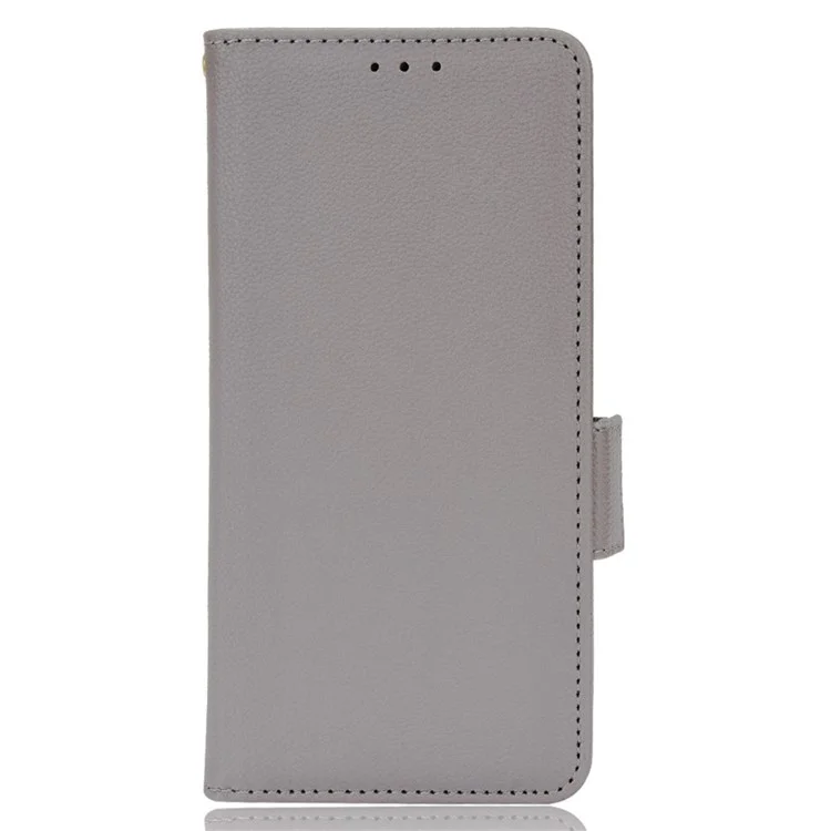 Para Motorola Moto G42 4G PU Leather Litchi Textura Caixa de Textura Anti-arranhão Stand Polícia de Mão Magnética Tampa - Cinza