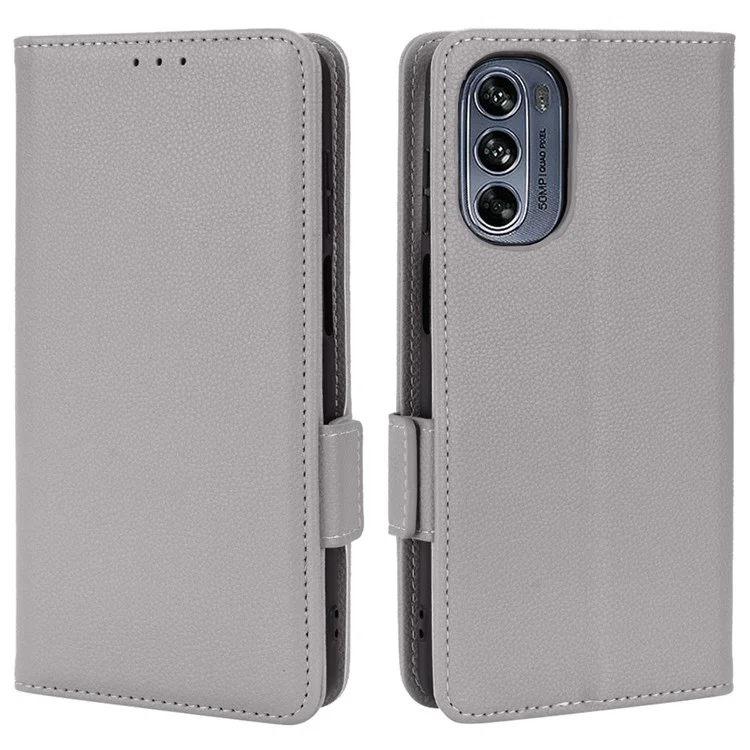 Für Motorola Moto G62 5G Full Deckung PU Leder Litchi Texture Phone Hülle Ballet Wallet Magnetic Claspe Abdeckung - Grau