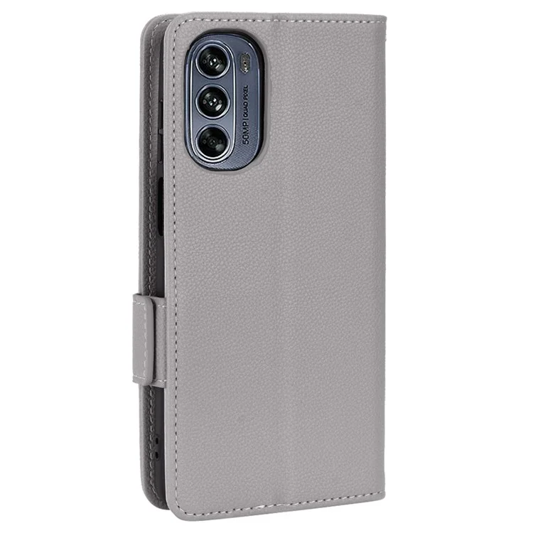 Für Motorola Moto G62 5G Full Deckung PU Leder Litchi Texture Phone Hülle Ballet Wallet Magnetic Claspe Abdeckung - Grau