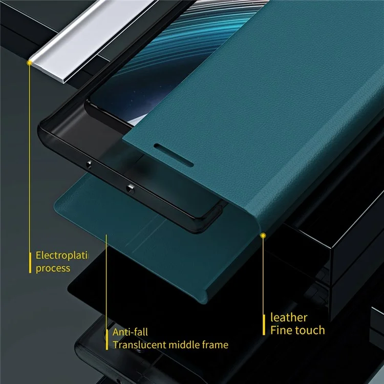 Per Xiaomi Poco F4 5G / Redmi K40S 5G Follio Flip PU Case Caso di Assoluzione Autostruzione Coperchi - Verde