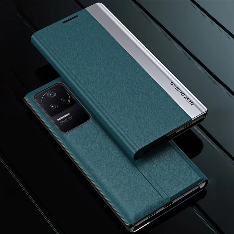 Per Xiaomi Poco F4 5G / Redmi K40S 5G Follio Flip PU Case Caso di Assoluzione Autostruzione Coperchi - Verde