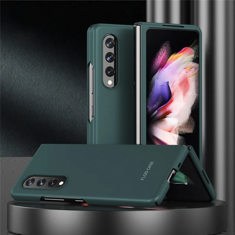For Samsung Galaxy Z Fold4 5G Skin Touch Phone Case with Folding Design Hard PC Protective Cover - Green