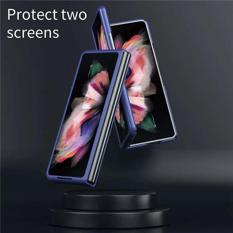 Para Samsung Galaxy Z Fold4 5G Caixa de Telefone de Toque de Pele Com Design de Dobramento PC Rígido PC - Roxo