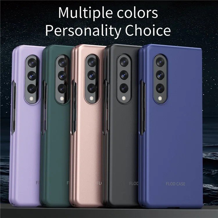 Para Samsung Galaxy Z Fold4 5G Caixa de Telefone de Toque de Pele Com Design de Dobramento PC Rígido PC - Roxo