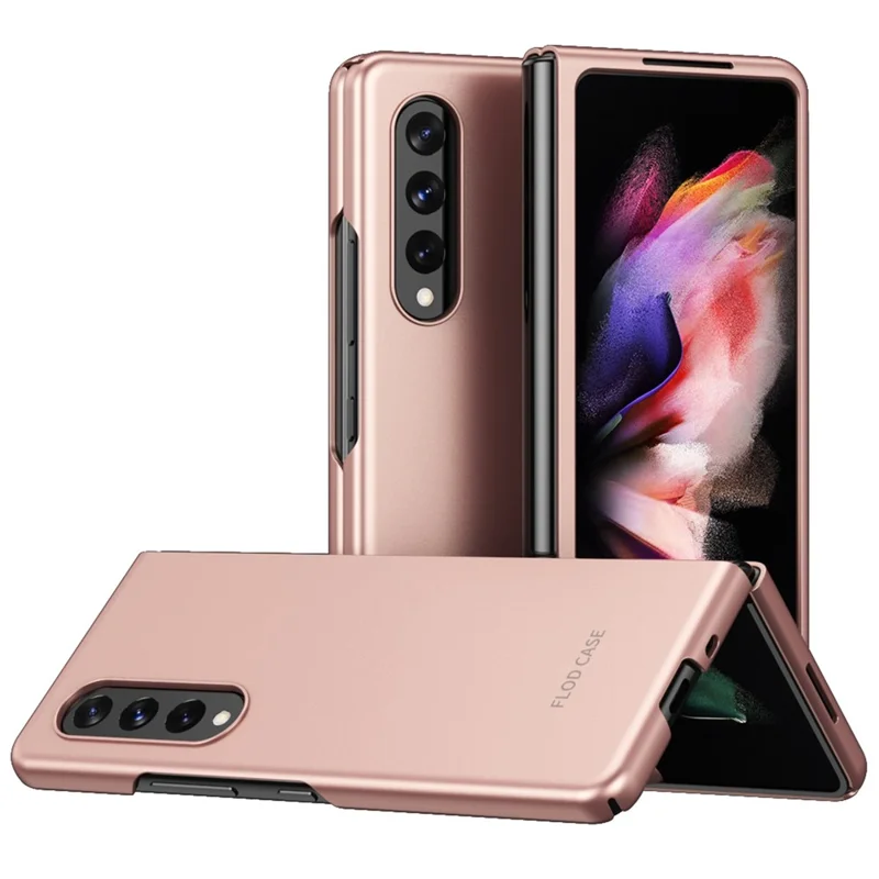 For Samsung Galaxy Z Fold4 5G Skin Touch Phone Case with Folding Design Hard PC Protective Cover - Rose Gold