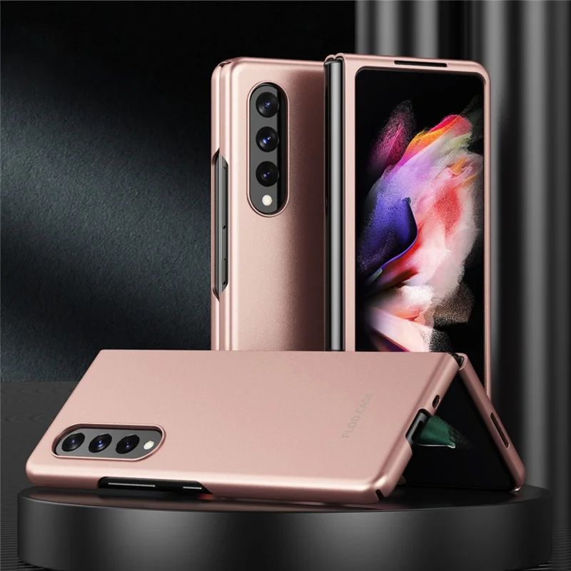 For Samsung Galaxy Z Fold4 5G Skin Touch Phone Case with Folding Design Hard PC Protective Cover - Rose Gold