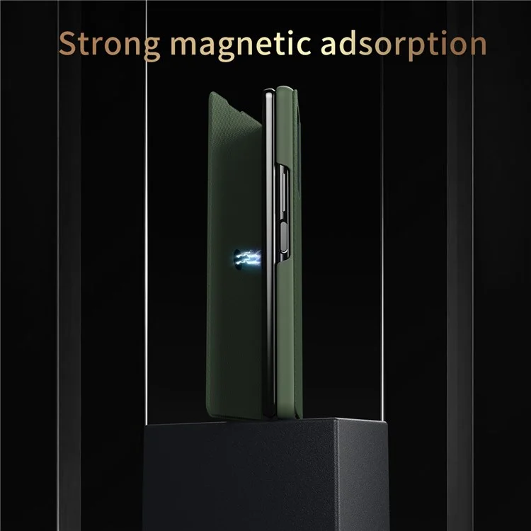 For Samsung Galaxy Z Fold4 5G Kevlar Texture PU Leather Stand Case Magnetic Auto-Closure Folio Flip Phone Cover - Green