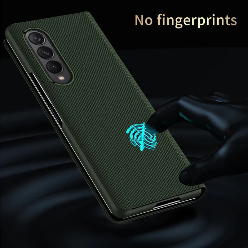 For Samsung Galaxy Z Fold4 5G Aramid Fiber Texture PU Leather Stand Case Magnetic Auto-Closure Folio Flip Phone Cover - Black