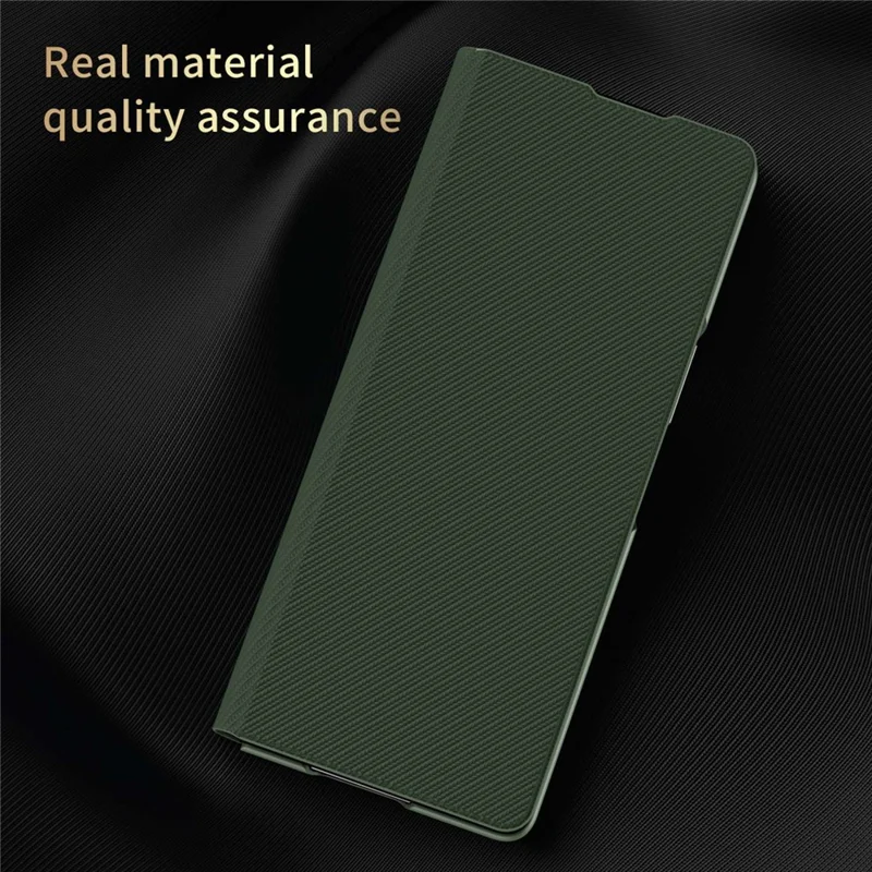 For Samsung Galaxy Z Fold4 5G Aramid Fiber Texture PU Leather Stand Case Magnetic Auto-Closure Folio Flip Phone Cover - Black