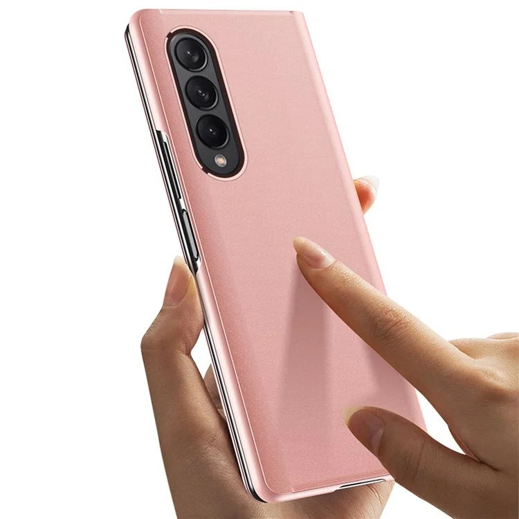 Für Samsung Galaxy Z Fold4 5G View Window PU-Ledertasche Faltbar Stand Spiegel Elektroplattierung Handyhülle Schutz - Schwarz