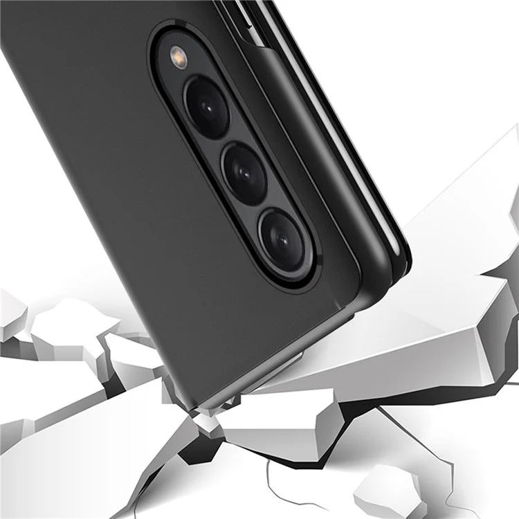 Für Samsung Galaxy Z Fold4 5G View Window PU-Ledertasche Faltbar Stand Spiegel Elektroplattierung Handyhülle Schutz - Schwarz