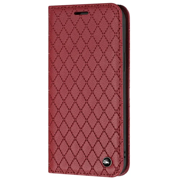 Para o Oppo A55 5G / A53s 5G / A54 4G / A16 / A54s / A56 5G / A16s / Realme V11 5g Litchi Texture Shouation Caso Rhombus Padrão da Carteira da Carteira Tampa do Telefone - Vermelho