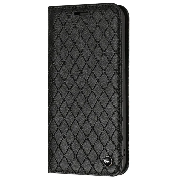 Para Oppo A55 5G / A53s 5G / A54 4G / A16 / A54s / A56 5G / A16s / Realme V11 5g Litchi Textura de Cuero Estuche Rombus Patrón en Billetera de la Billetera Cubierta Del Teléfono - Negro