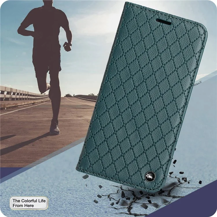 Para o Oppo A94 / A94 5G / A95 5G / F19 Pro+ 5g / Reno5 Z / F19 Pro / Reno5 F / Reno5 Lite Carteira Stand pu Caso de Couro Litchi Textura Rhombus Padrão de Cobertura do Telefone - Verde