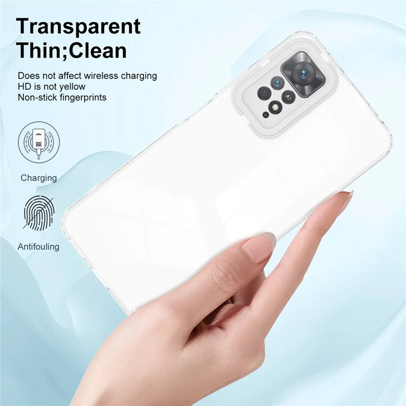 For Xiaomi Redmi Note 11 Pro 4G (MediaTek) / 5G (Qualcomm) Ultra-thin Clear TPU Phone Case Anti-fingerprint Phone Protective Cover - White
