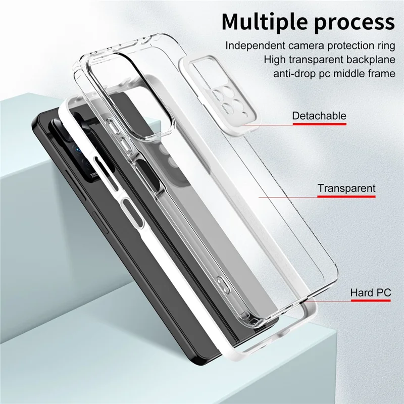 For Xiaomi Redmi Note 11 Pro 4G (MediaTek) / 5G (Qualcomm) Ultra-thin Clear TPU Phone Case Anti-fingerprint Phone Protective Cover - White