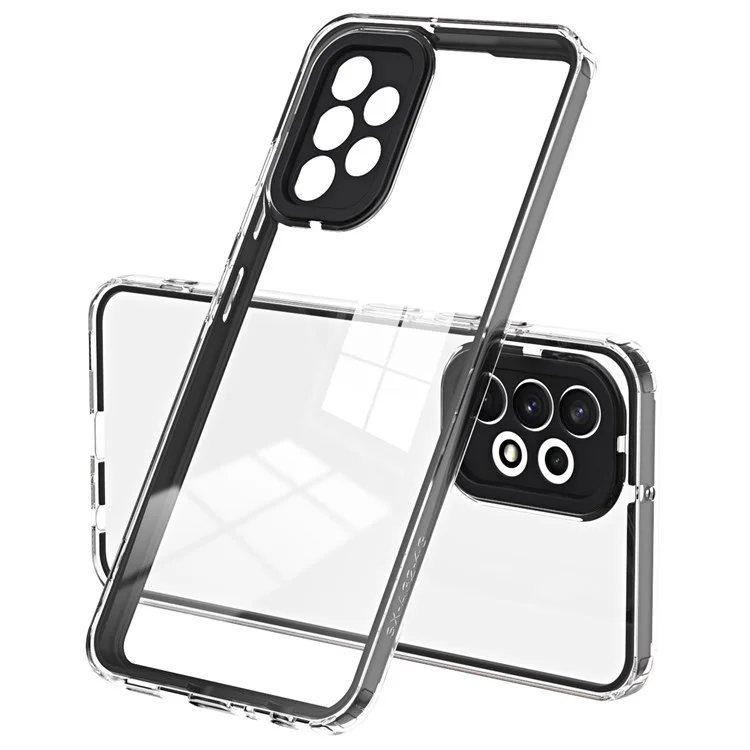 For Samsung Galaxy A23 5G (Global Version) / 4G Transparent Non-slip Anti-fall TPU Phone Case with Colorful Frame Wear-resistant Phone Shell - Black