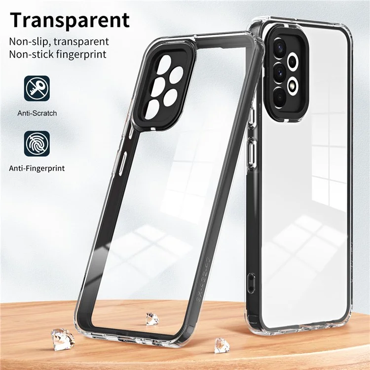 For Samsung Galaxy A23 5G (Global Version) / 4G Transparent Non-slip Anti-fall TPU Phone Case with Colorful Frame Wear-resistant Phone Shell - Black