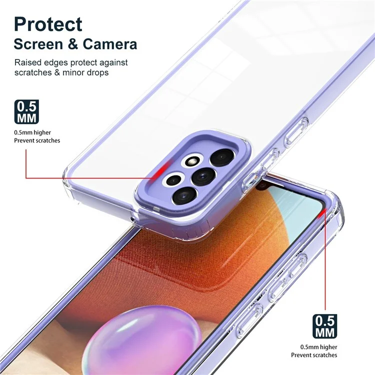 Per Samsung Galaxy A23 5G (Versione Globale) / 4G Trasparente Anti-scivolo Anti-caduta Custodia Telefonica in TPU con Cornice Colorata Resistente all'Usura - Viola