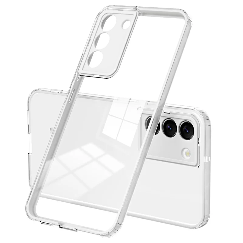 For Samsung Galaxy S22 5G Ultra-thin Non-slip TPU Phone Case with Colorful Frame Anti-scratch Mobile Phone Protective Shell - White