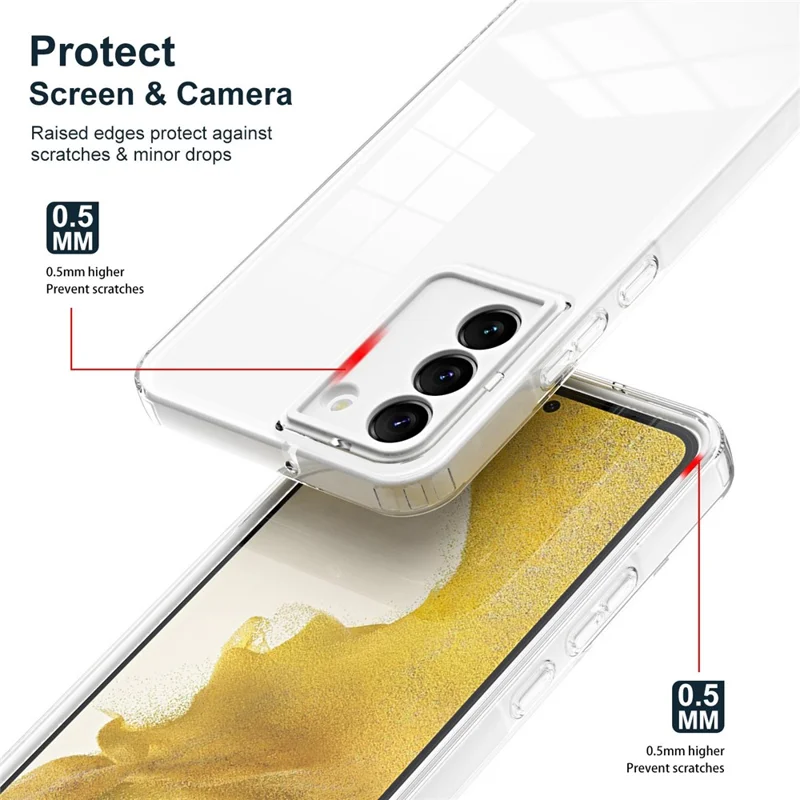 For Samsung Galaxy S22 5G Ultra-thin Non-slip TPU Phone Case with Colorful Frame Anti-scratch Mobile Phone Protective Shell - White