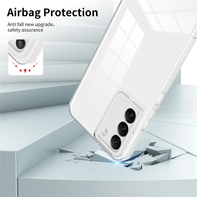 For Samsung Galaxy S22 5G Ultra-thin Non-slip TPU Phone Case with Colorful Frame Anti-scratch Mobile Phone Protective Shell - White