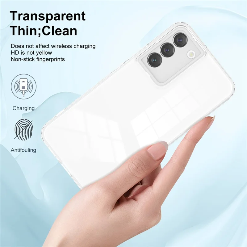 For Samsung Galaxy S22 5G Ultra-thin Non-slip TPU Phone Case with Colorful Frame Anti-scratch Mobile Phone Protective Shell - White